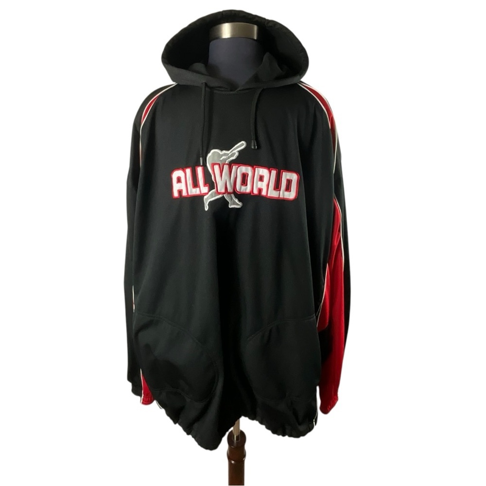 All World Pullover Black Red‎ and White Men's Hoodie